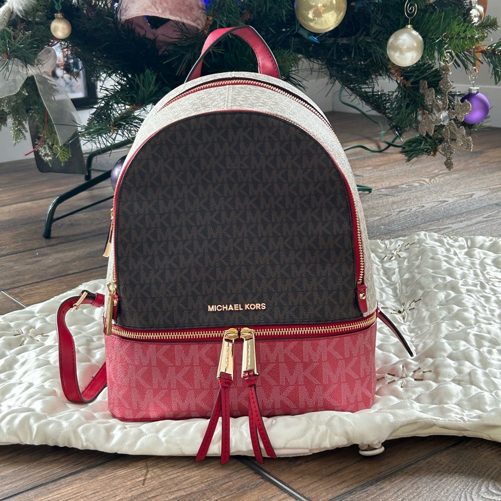 MICHEAL KORS COLLECTION , Brown and Red Backpack, NWOT